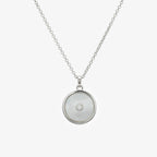 NEW Silver CZ Mother of Pearl Circles Pendant Necklace - Jordans Jewellers