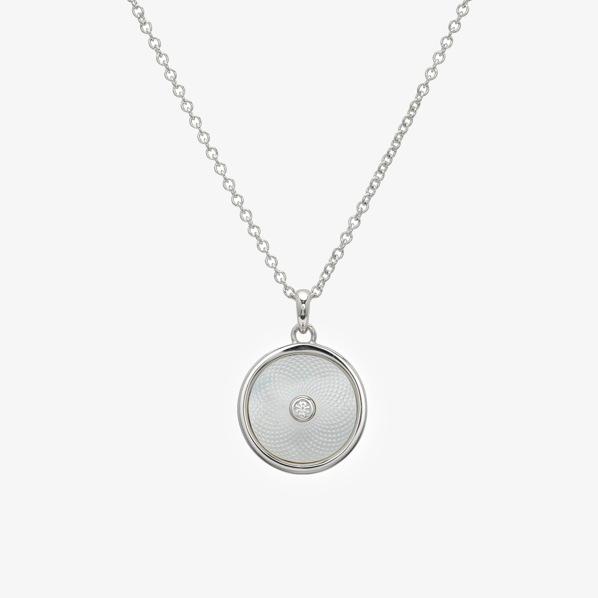 NEW Silver CZ Mother of Pearl Circles Pendant Necklace - Jordans Jewellers