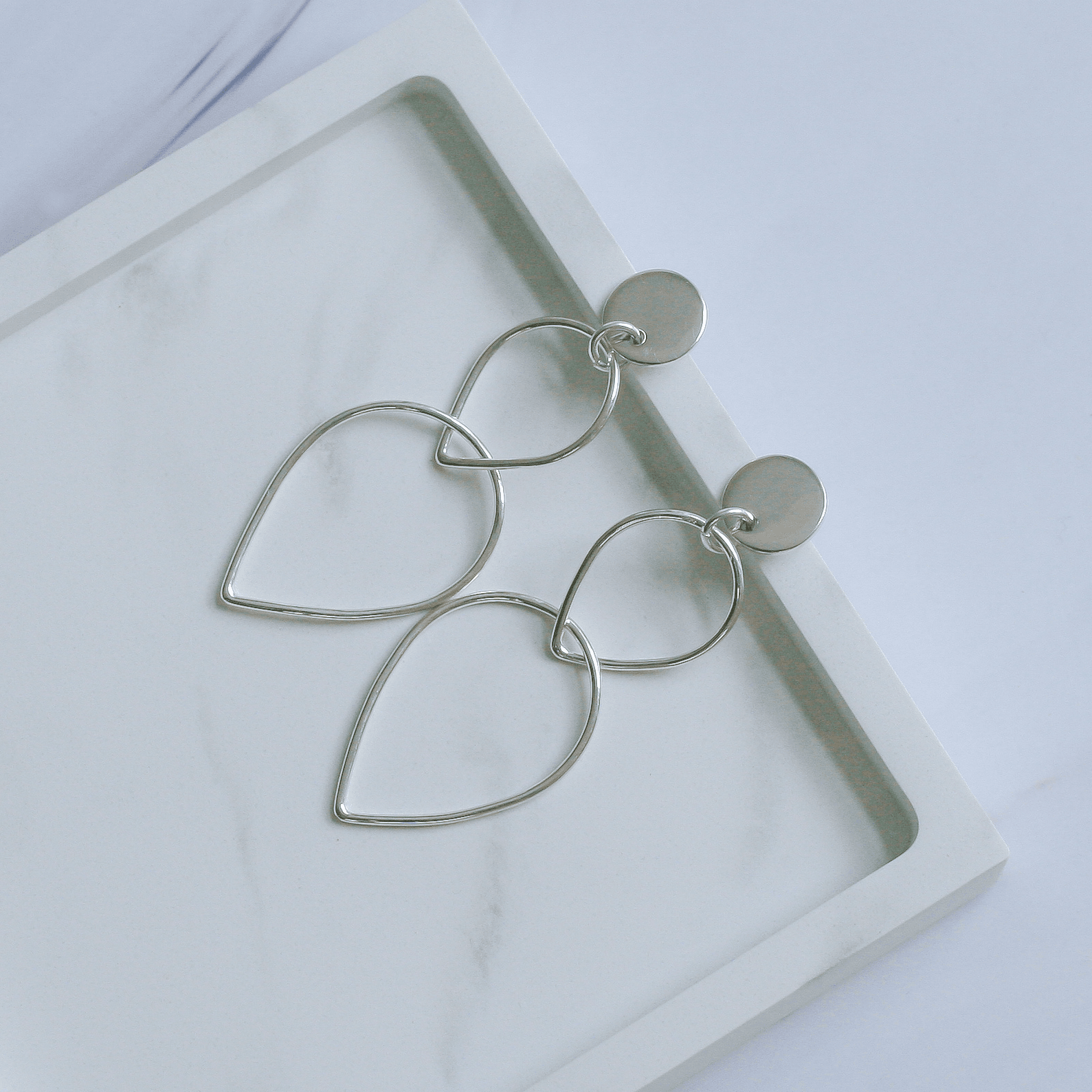 NEW Silver Double Pear Link Drop Earrings - Jordans Jewellers