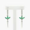 NEW Silver Green CZ Drop Earrings