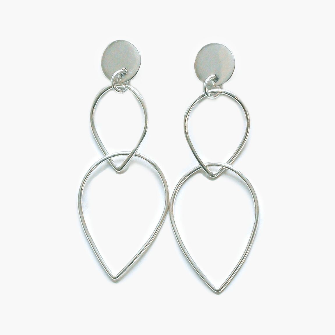 NEW Silver Double Pear Link Drop Earrings - Jordans Jewellers