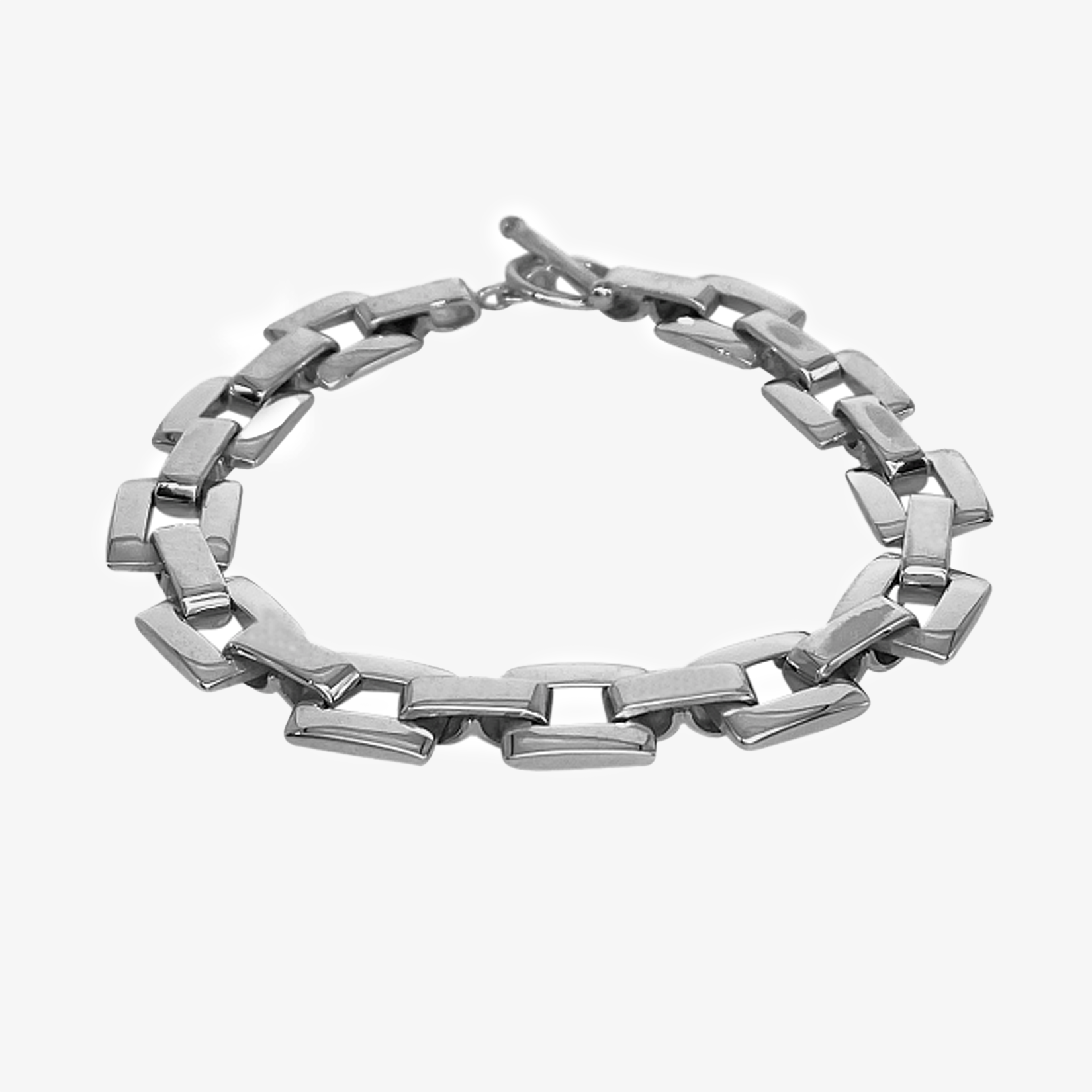 NEW Silver Square Link Bracelet with T bar Fastener Jordans Jewellers