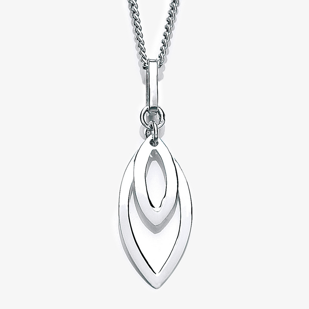 NEW Double Oval Silver Pendant Necklace