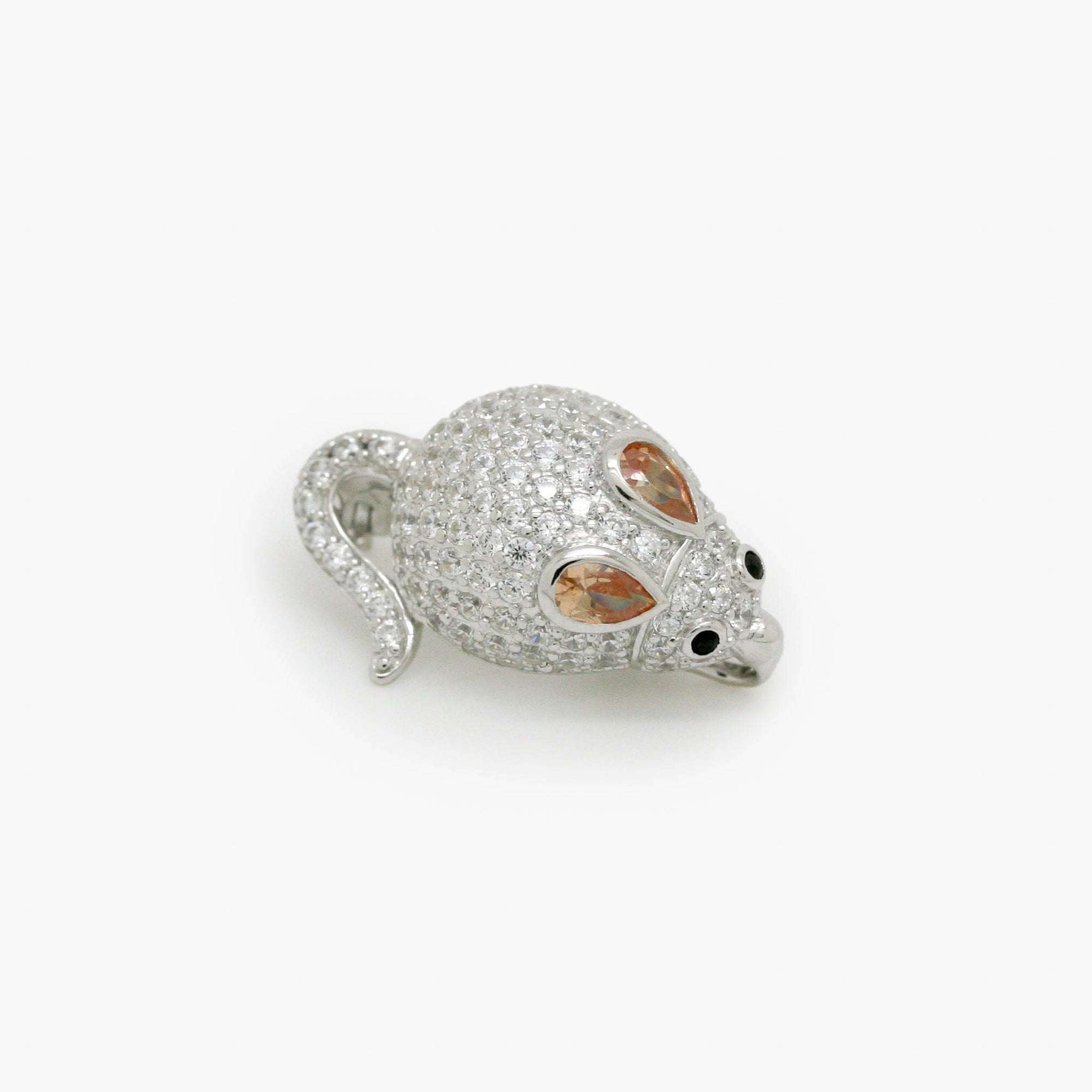 Silver CZ Mouse Pendant Brooch - Jordans Jewellers