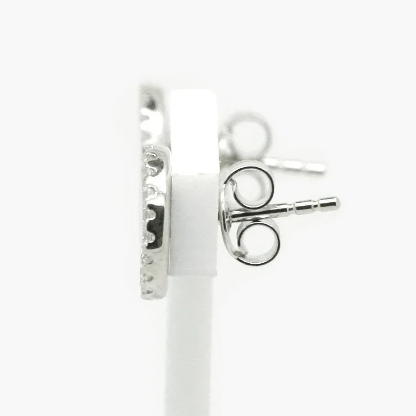 NEW Silver Mother of Pearl CZ Circle Stud Earrings - Jordans Jewellers