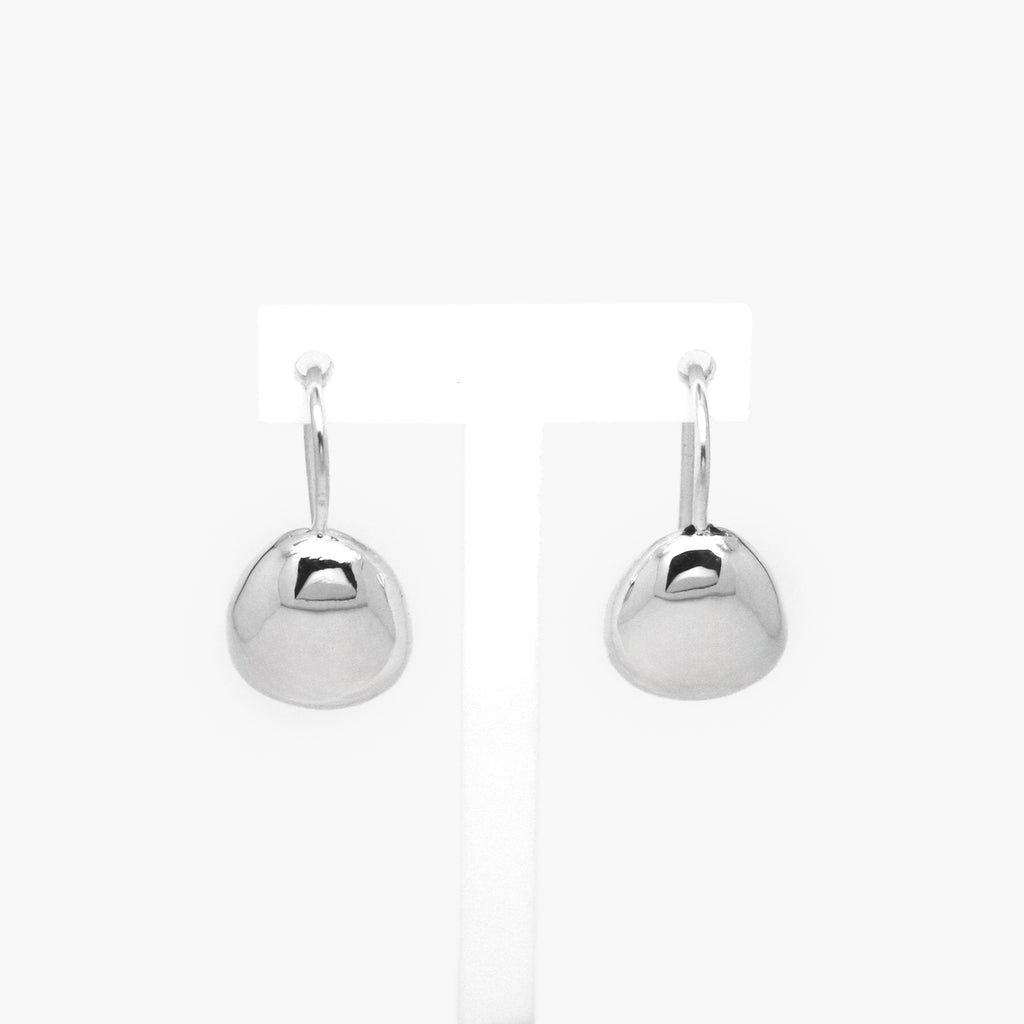 Silver polished coal stone drop earrings