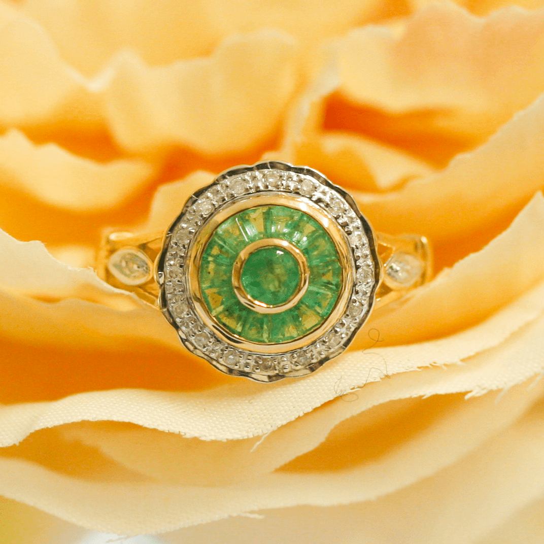 NEW 9 Carat Yellow Gold Emerald & Diamond Ring - Jordans Jewellers
