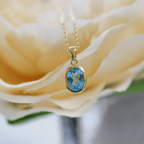NEW 9 Carat Yellow Gold Blue Topaz Pendant Necklace - Jordans Jewellers
