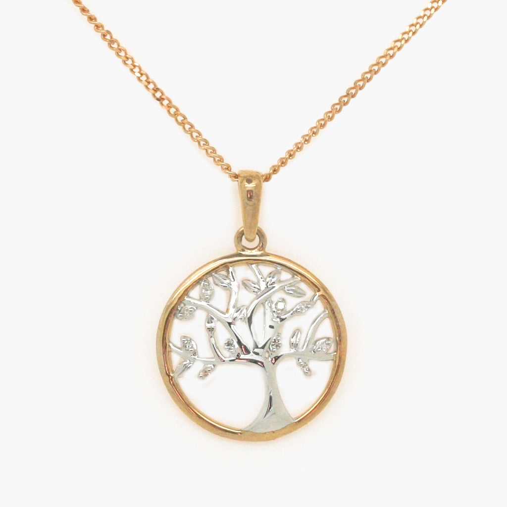 Tree of Life pendant yellow gold and diamonds