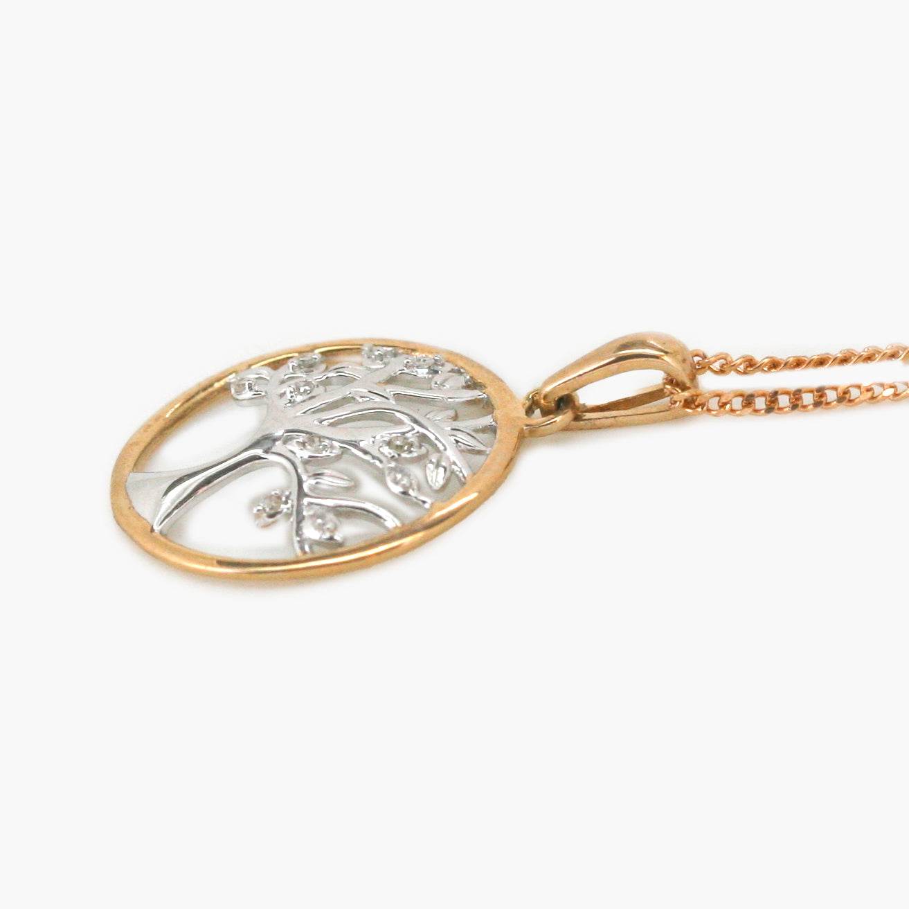 NEW 9 Carat Yellow Gold Diamond set Tree of Life Pendant Necklace - Jordans Jewellers