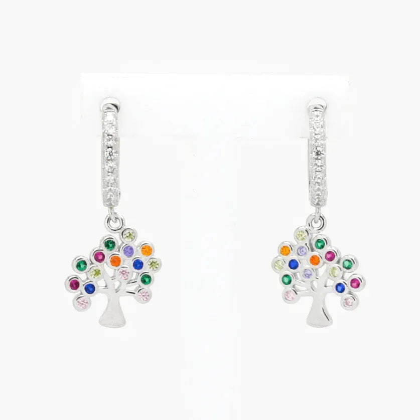 NEW Silver CZ Multi Tree of Life Earrings - Jordans Jewellers