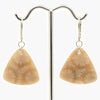 Trillion cut fossilised coral earrings in silver 