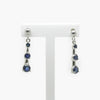 Triple Graduated Sapphire & 9 Carat White Gold Drop Earrings