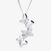 NEW Triple Butterfly Silver Pendant Necklace