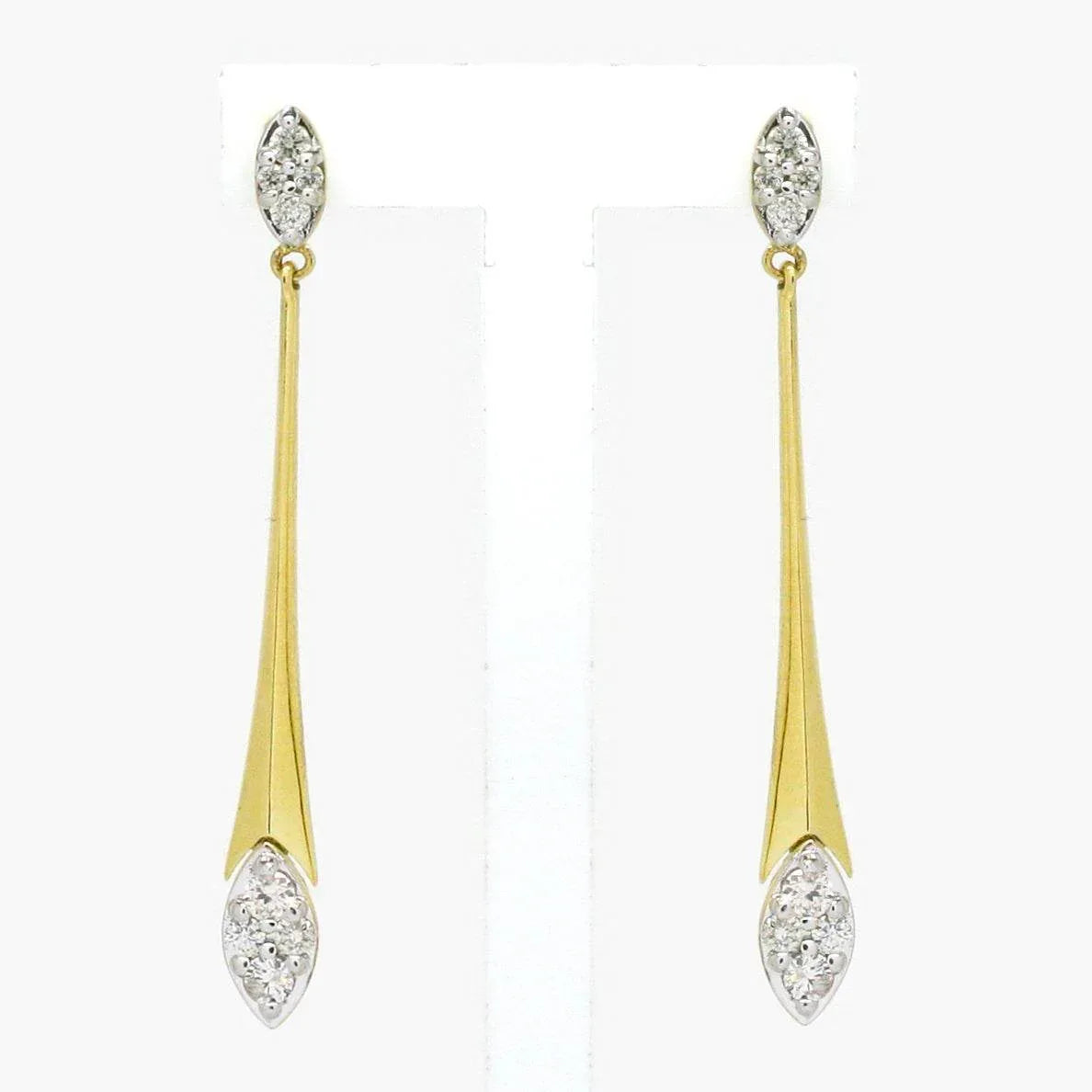 NEW 14 Carat Yellow Gold Diamond Drop Earrings - Jordans Jewellers