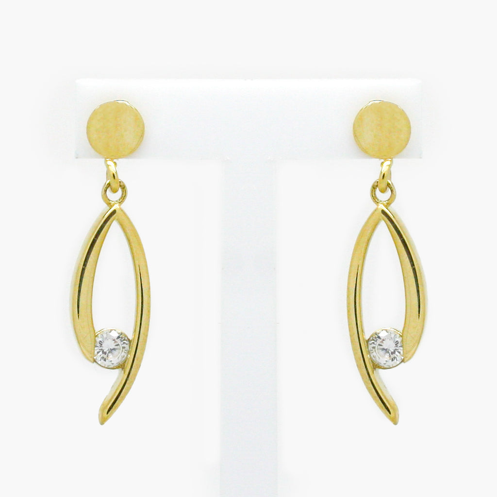 NEW 9 Carat Yellow Gold CZ Earrings