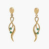 Pre Owned 9 Carat Yellow Gold Emerald Drop Earrings