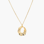 9ct Yellow Gold Open Weave Organic Circle Pendant Necklace