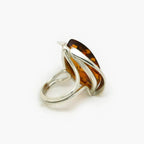 Adjustable Silver & Warm Amber Ring - Jordans Jewellers