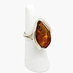 Adjustable Silver & Warm Amber Ring - Jordans Jewellers