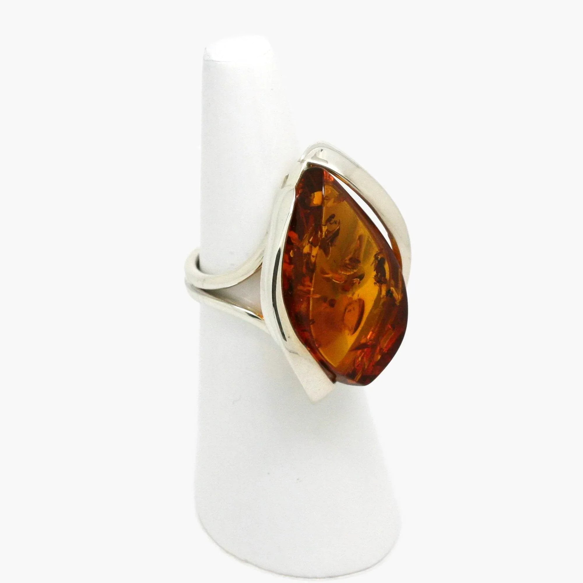 Adjustable Silver & Warm Amber Ring - Jordans Jewellers