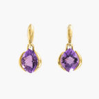 NEW 9 Carat Yellow Gold Amethyst Drop Earrings - Jordans Jewellers