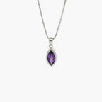 Marquise Amethyst Pendant Necklace in 9ct White Gold - Jordans Jewellers
