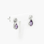 Silver Amethyst and Cubic Zirconia Drop Earrings