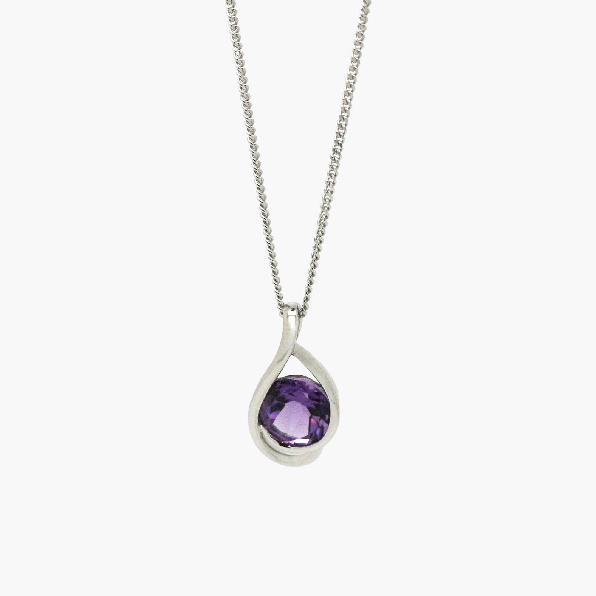 Silver Amethyst Swirl Pendant Necklace - Jordans Jewellers