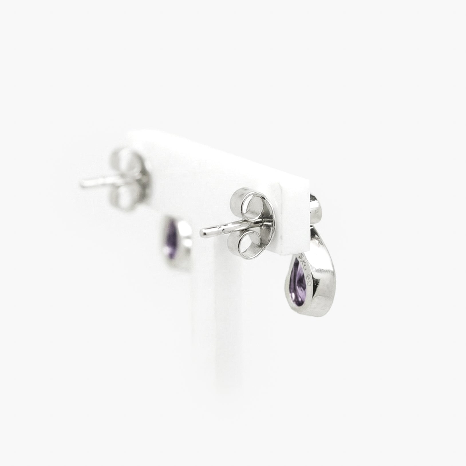 Silver Amethyst and Cubic Zirconia Drop Earrings