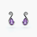 Silver Amethyst and Cubic Zirconia Drop Earrings