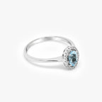 9ct White Gold Oval Aquamarine & Diamond Cluster Ring