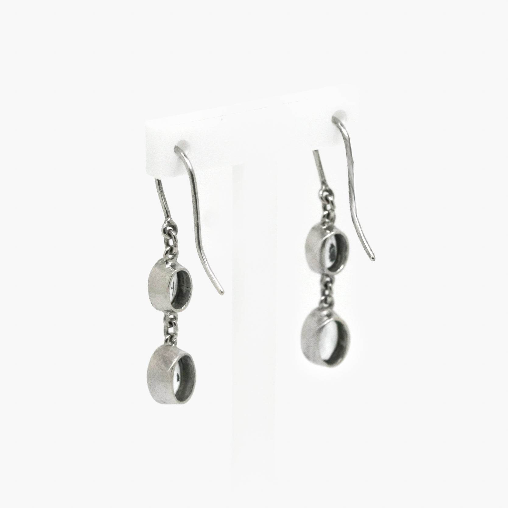 9ct White Gold Aquamarine Double Drop Earrings - Jordans Jewellers