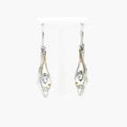 Silver Drop Earrings with Aquamarine, Pearl and Gold - Jordans Jewellers