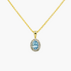 NEW 9 Carat Yellow Gold Aquamarine & Diamond Pendant Necklace