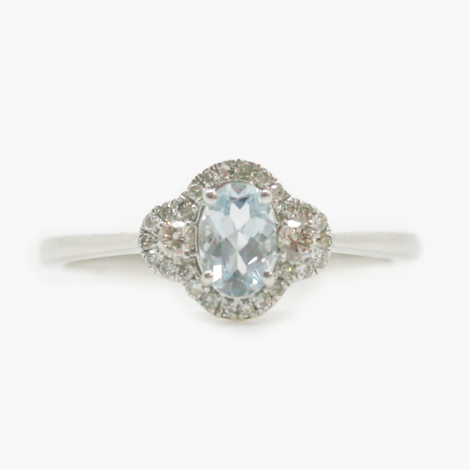 photo of a new aquamarine and diamond ring 