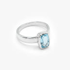 Silver Aquamarine Solitaire Ring
