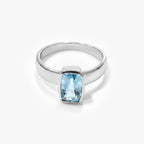 Silver Aquamarine Solitaire Ring