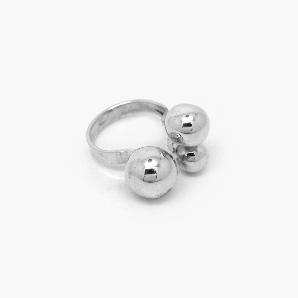 Adjustable Silver Polished Spheres Ring - Jordans Jewellers