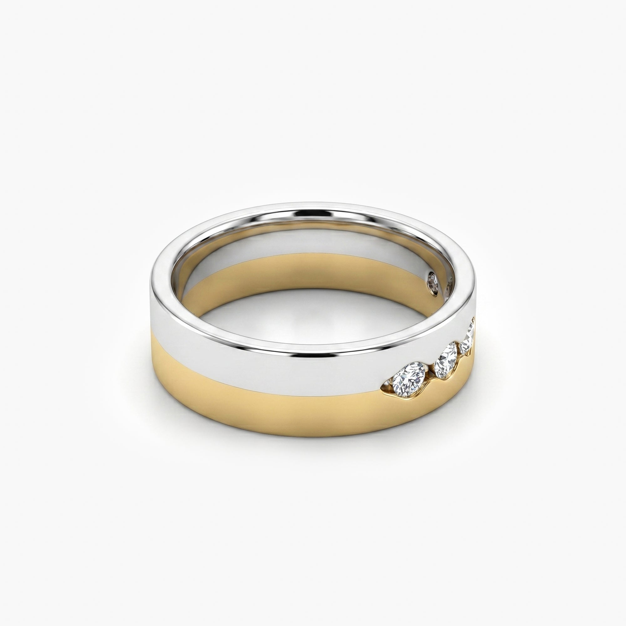 18ct White & Yellow Gold Diamond Set Band Ring