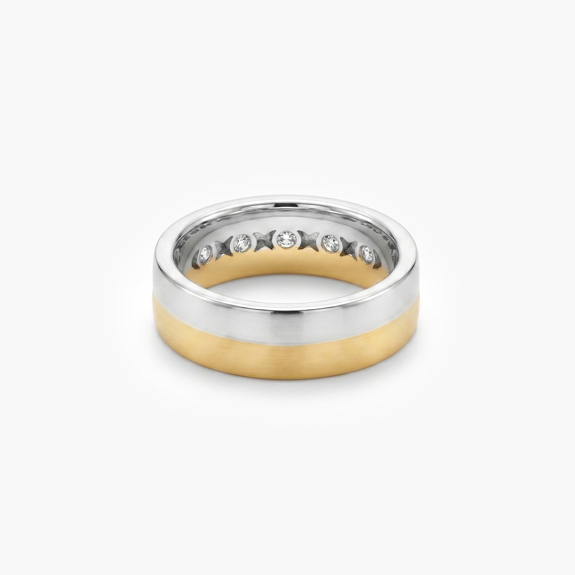 18ct White & Yellow Gold Diamond Set Band Ring