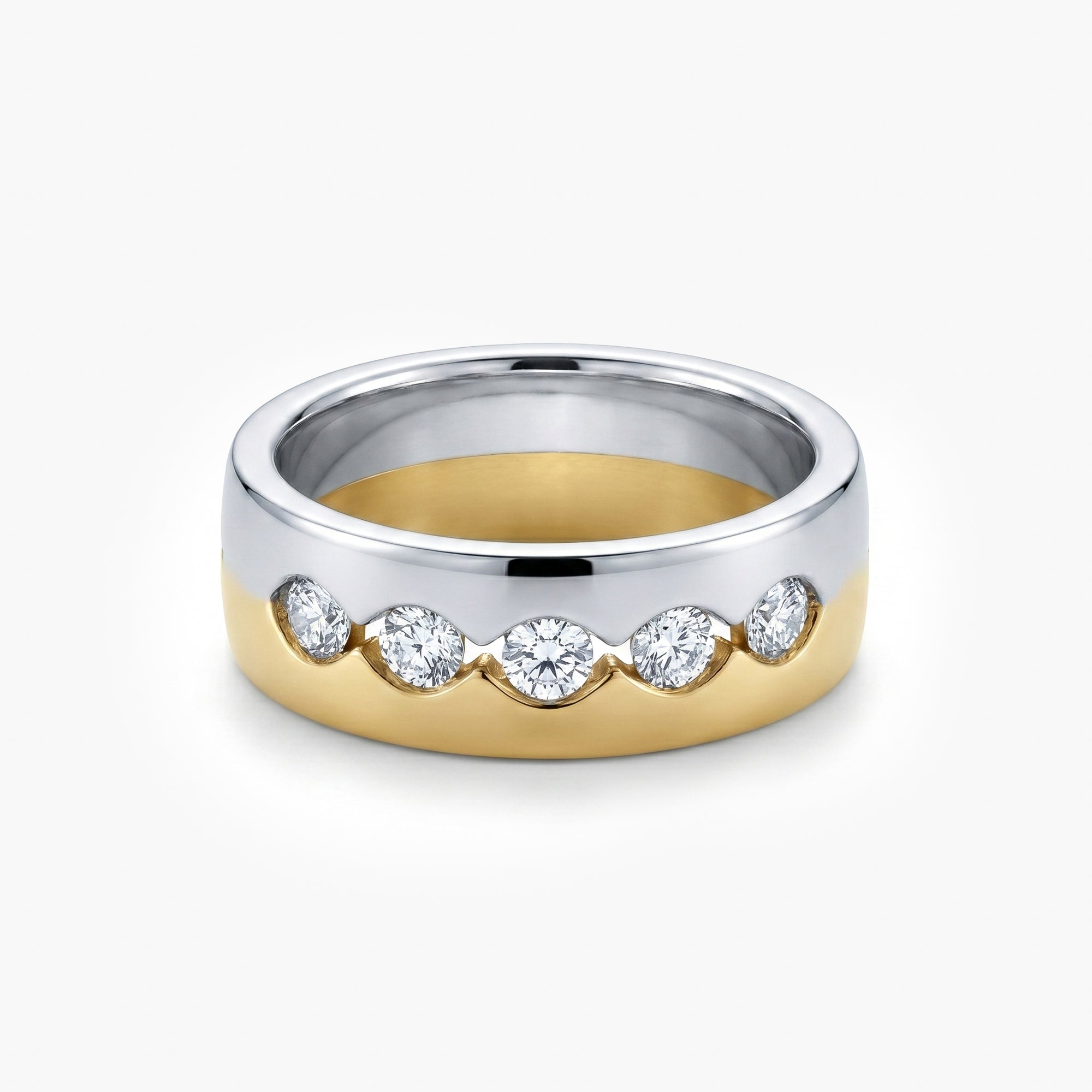 18ct White & Yellow Gold Diamond Set Band Ring