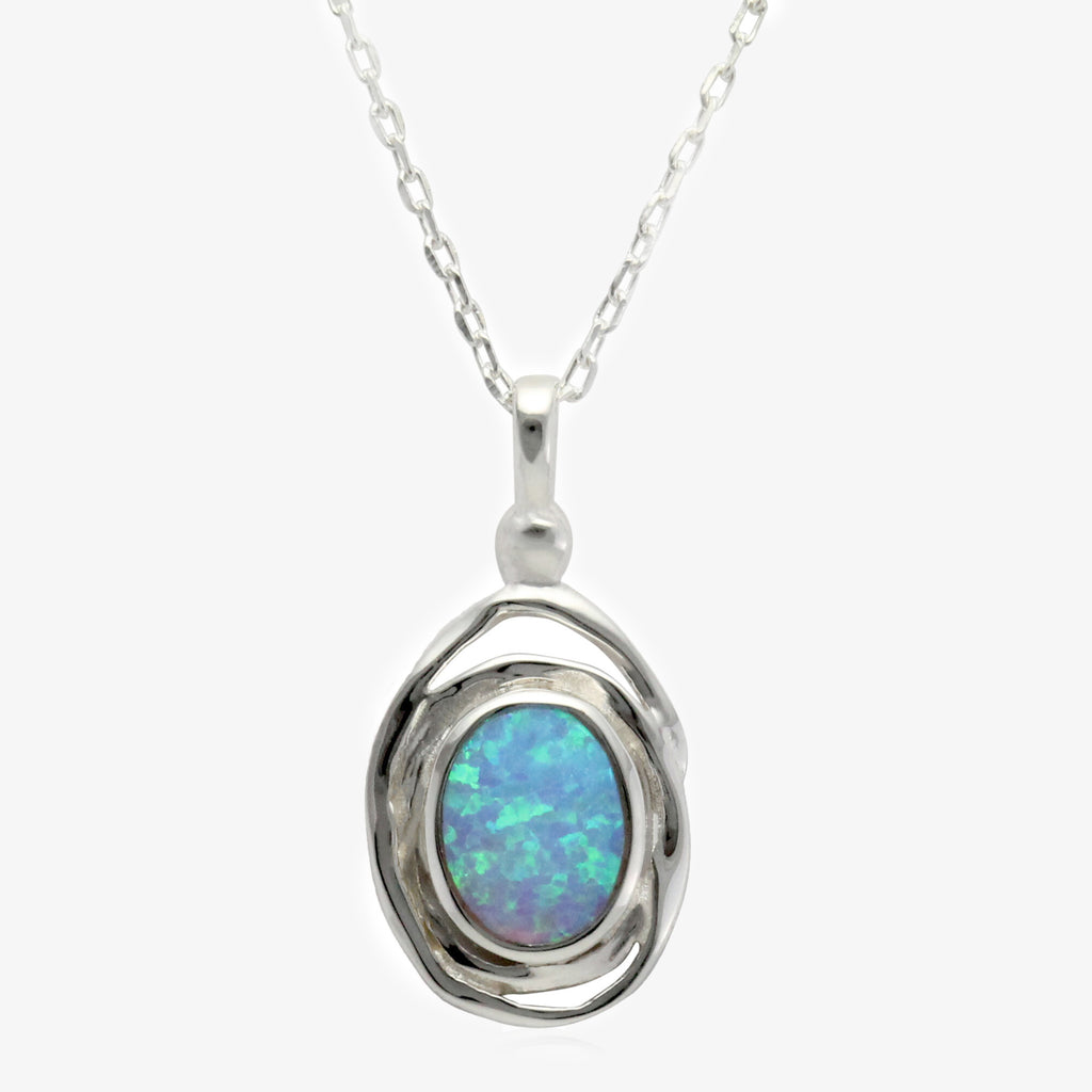 NEW Oval Blue Opalite Pendant Necklace