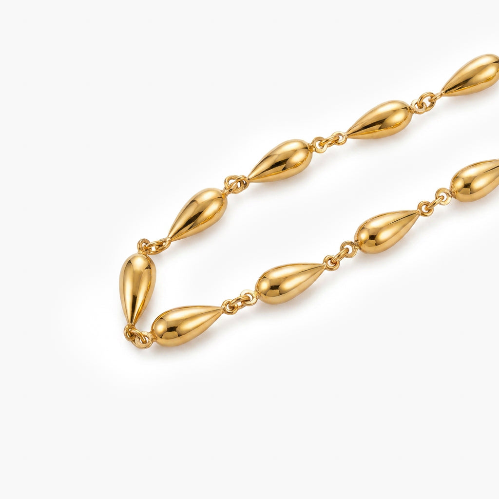 9ct Yellow Gold Teardrop Bead Bracelet