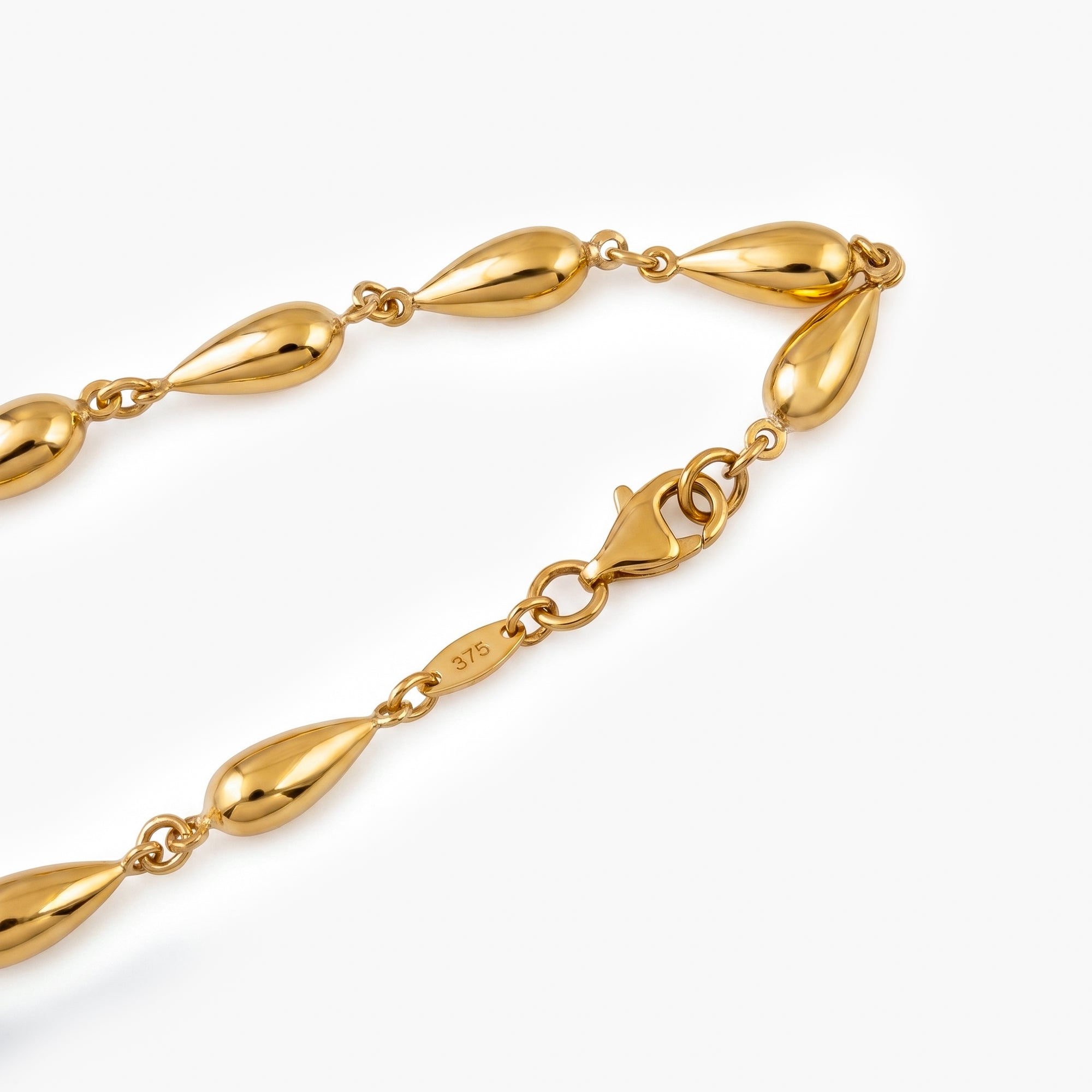 9ct Yellow Gold Teardrop Bead Bracelet