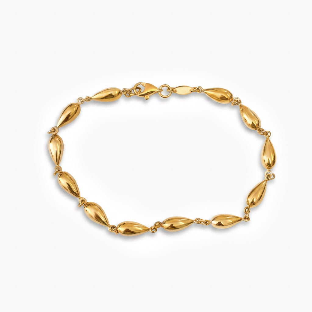 9ct Yellow Gold Teardrop Bead Bracelet