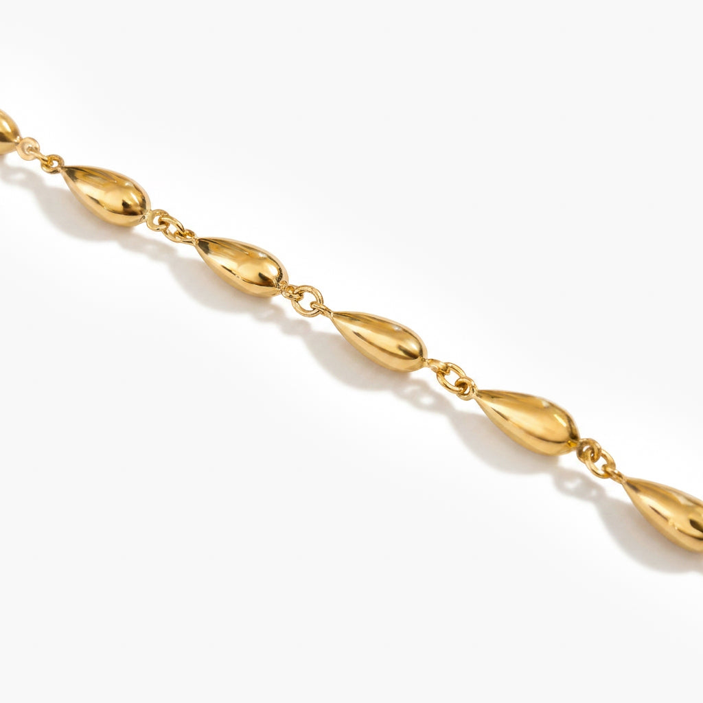 9ct Gold Teardrop Bead Chain Necklace