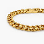 Men's Gold Colour Stainless Steel 10mm Cuban Link Bracelet