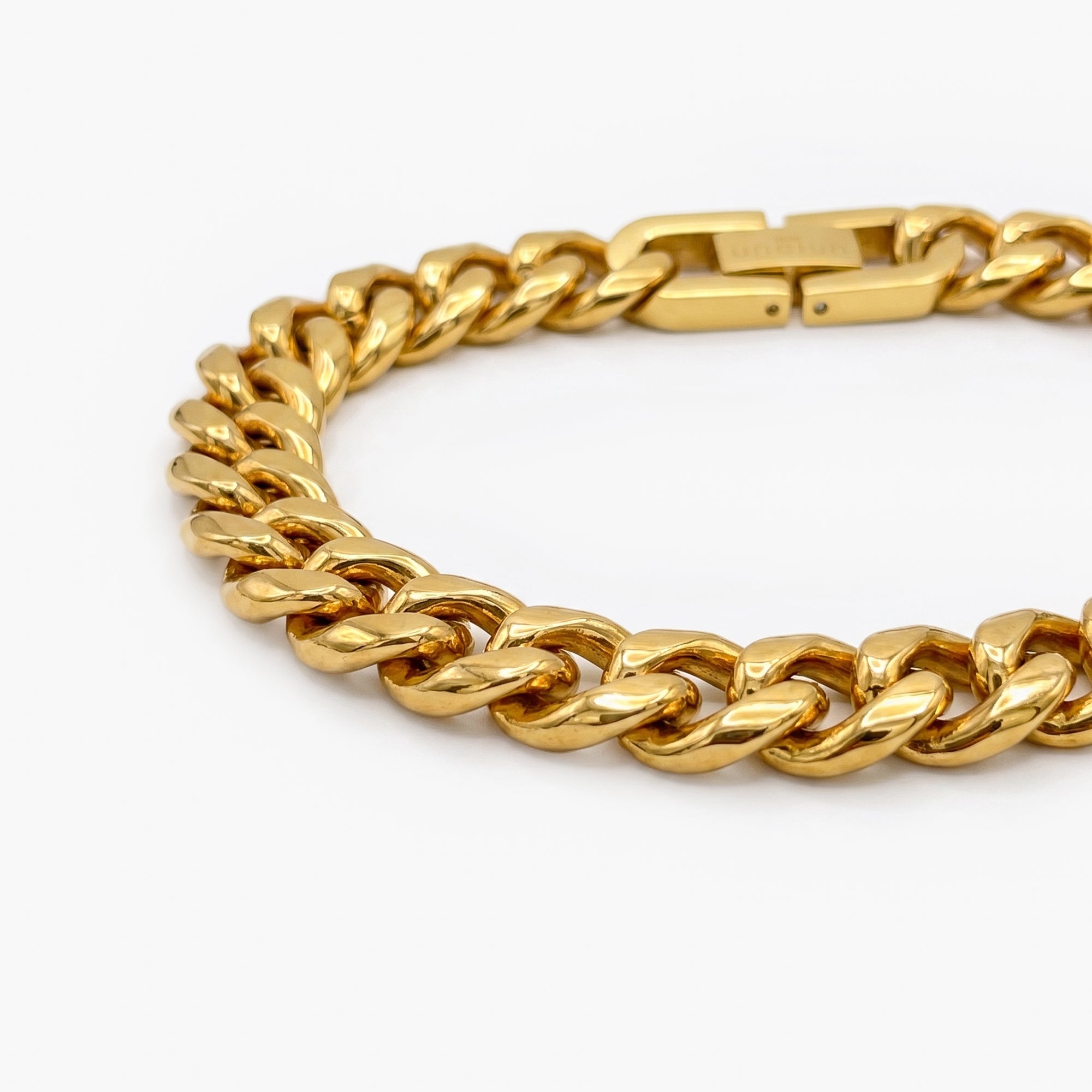 Men's Gold Colour Stainless Steel 10mm Cuban Link Bracelet
