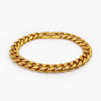 Men's Gold Colour Stainless Steel 10mm Cuban Link Bracelet